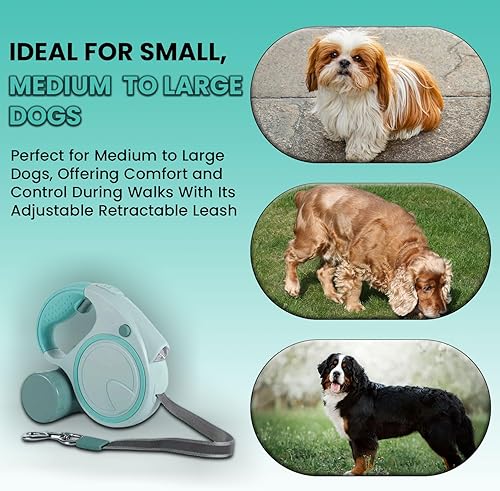 Miniatura 6 de Correa retráctil para perro con linterna y dispensador, correa retráctil para perro de 16 pies es perfecta para caminar seguro y cómodo con tu
