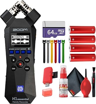 Zoom H1essential 2-Track 32-Bit Float Portable Audio Recorder Bundle