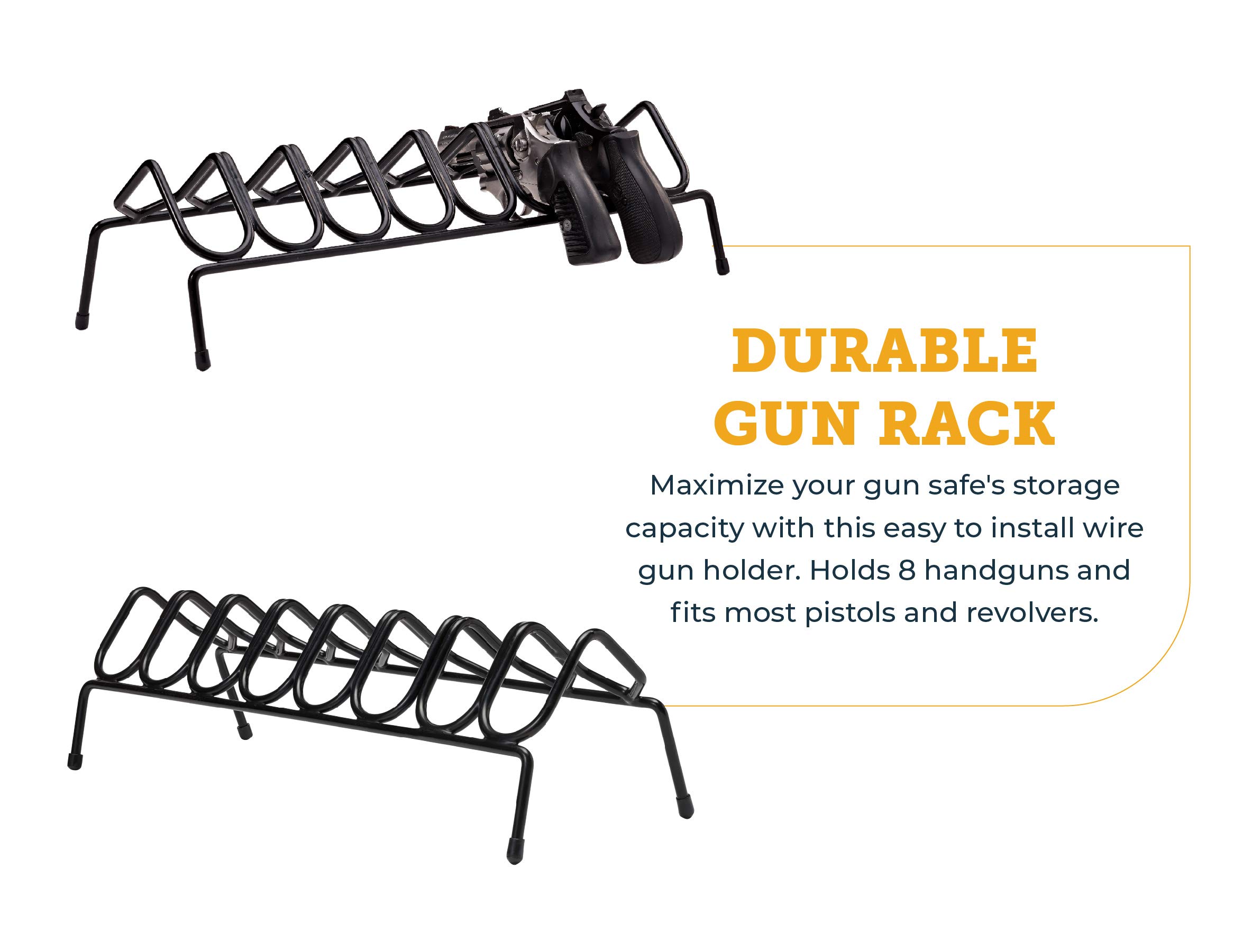 SnapSafe 8 Gun Pistol Rack, Black 75840, Gun Safe Storage, PVC Coated