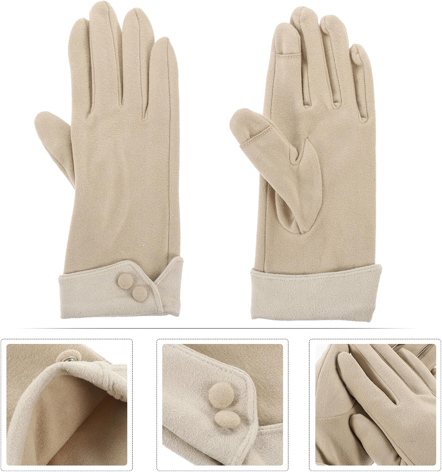 ULTECHNOVO Women’s Warm Fabric Touchscreen Gloves Windproof Winter Short Gloves with Velvet Lining Hiking Outdoor for Teens and Adults