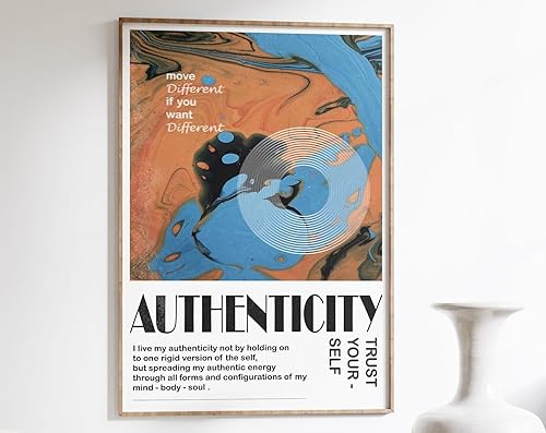 Authenticity inspired 70s retro poster print for dorm decor featuring a psychedelic gradient design suitable for bedroom, living room, or home