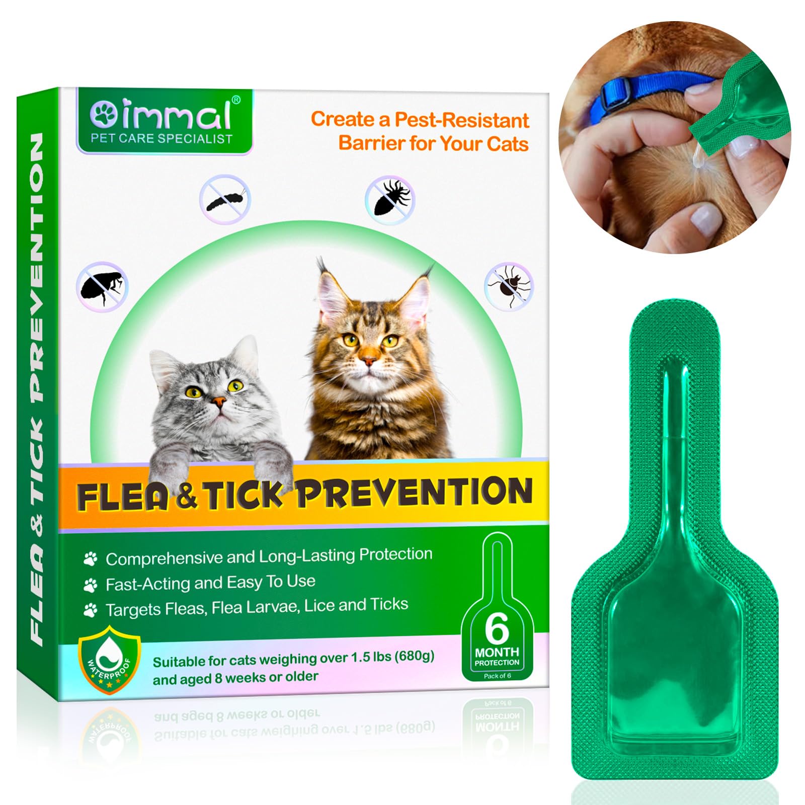 Fllea- und Zeckenschutz für Katzen und Kätzchen,Natürliche Katzenentwurmungstropfen, 2x6-Pipetten Fllea- und Zeckenschutz,Sichere Kräuterextrakt-Formel für sanfte wirksame Verteidigung,Schnellwirkend