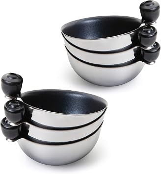Eggssentials البيض الصيد غير المشروع استبدال قطع الفولاذ المقاوم للصدأ 68 mm في القطر مكافحة عصا PFOA مجانا الفردية القابلة للإزالة أكواب الصيد غير المشروع 6