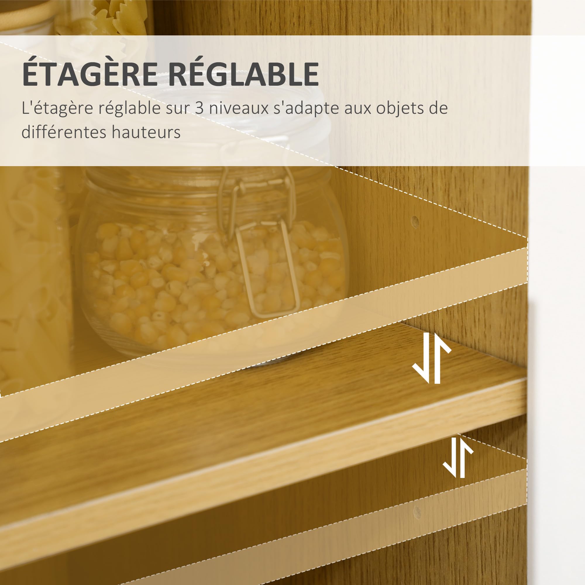 HOMCOM Meuble Micro-Ondes Buffet Micro Onde 90x40x98,5 cm Naturel Blanc