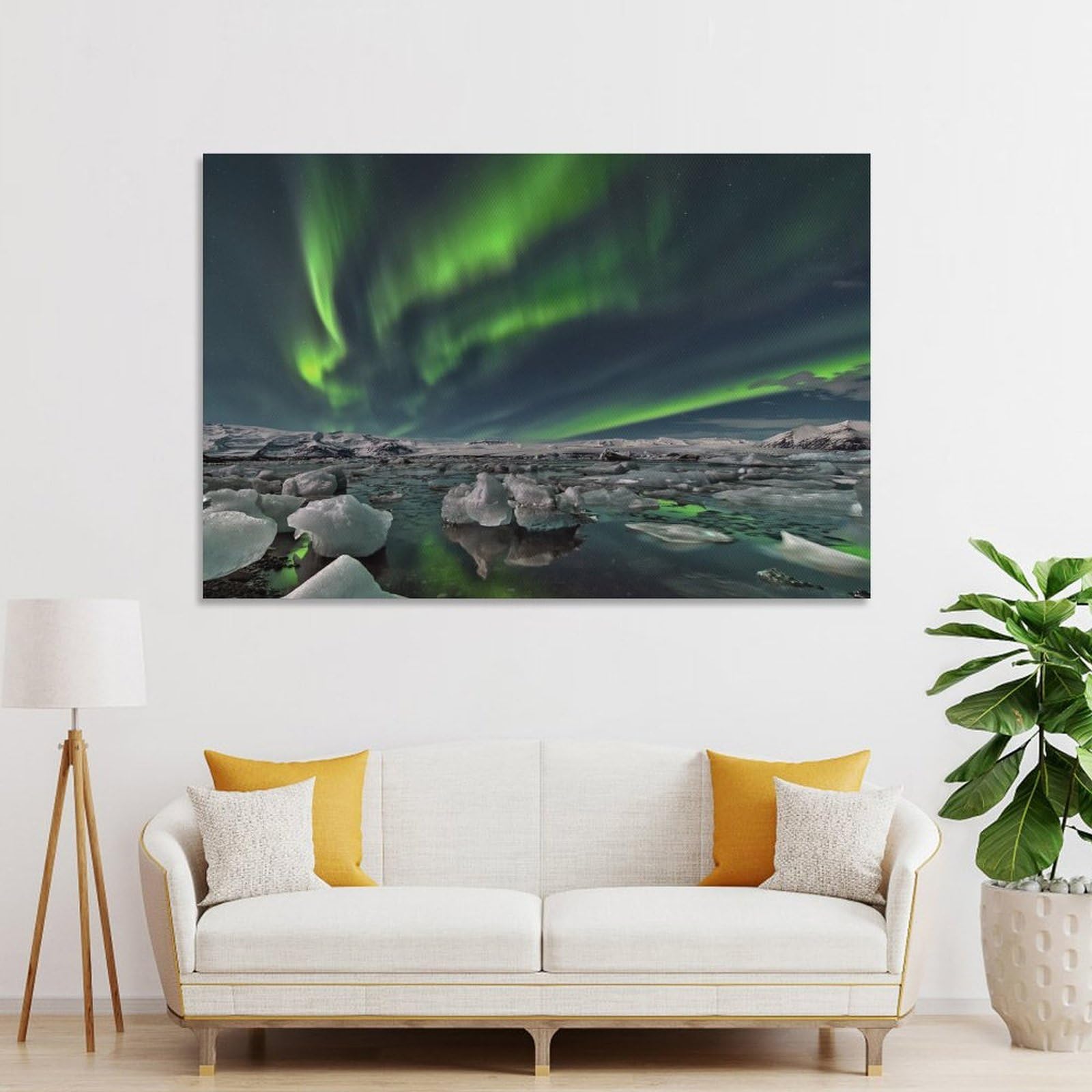 Junmoney Canvas Wall Picture Ice Lake, 24x36inch(60x90cm), for Home Lounge, Bedroom Or Reading Nook, A Home Accent with Warm Character