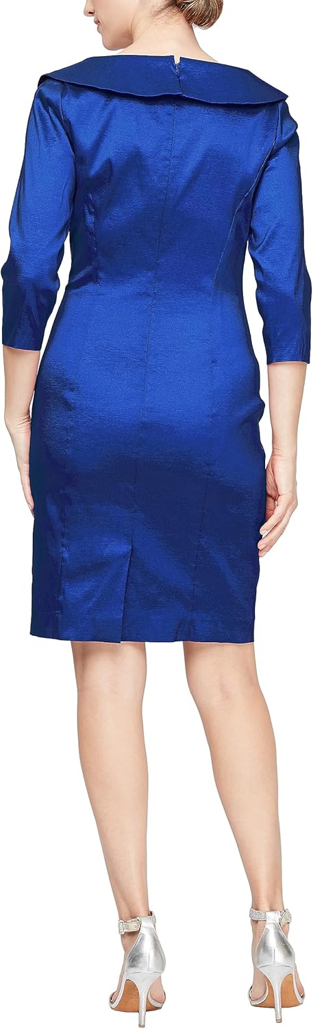 Alex Evenings Womens Short Taffeta Portrait Collar Dress (Missy Petite Plus) - Image 2