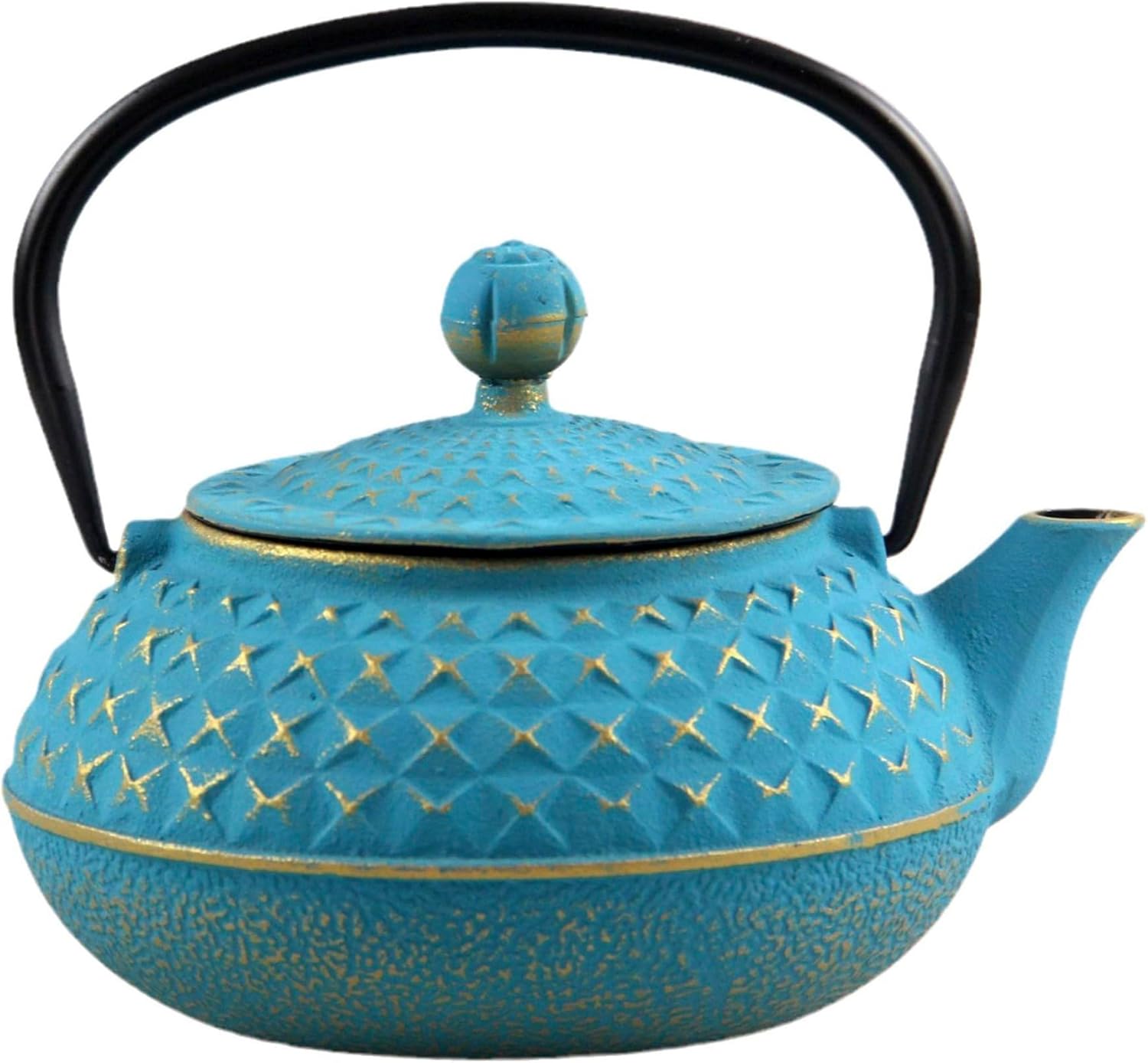 Cast Iron Teapot with Stainless Steel Infuser for Stovetop, Made in China, Safe Coated with Enameled Interior - 20.3 Oz/0.6 Liters