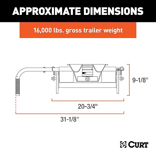 Miniatura 2 de CURT 16515 E16 - Cabeza de enganche de 5ª rueda solamente, requiere patas o rodillo, 16,000 libras