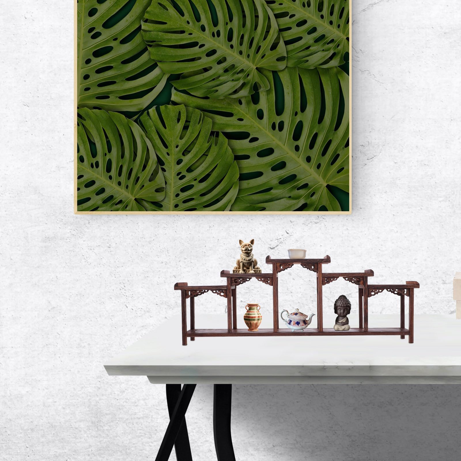 Espositore in Legno per Figure, Organizer da Tavolo, Stile Naturale