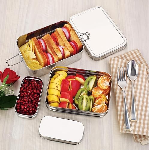 Miniatura 3 de Wilmington Steelwares Contenedor de almuerzo Bento de acero inoxidable (acero inoxidable, mediano)