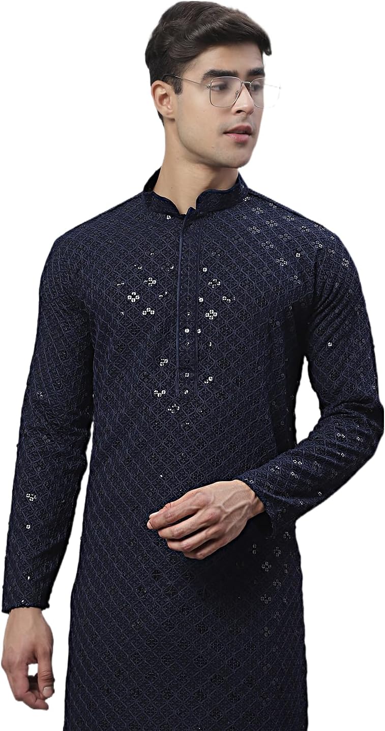 Jompers Men's Chikankari Embroidered and Sequence Kurtas Only