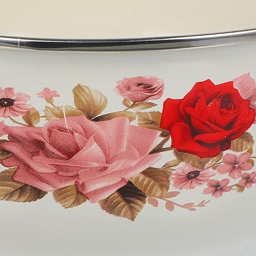 Miniatura 8 de DOITOOL Cuencos esmaltados con tapas: 5 cuencos de almacenamiento anidables con tapas, esmalte helado ensaladas preparadas tazón de metal para