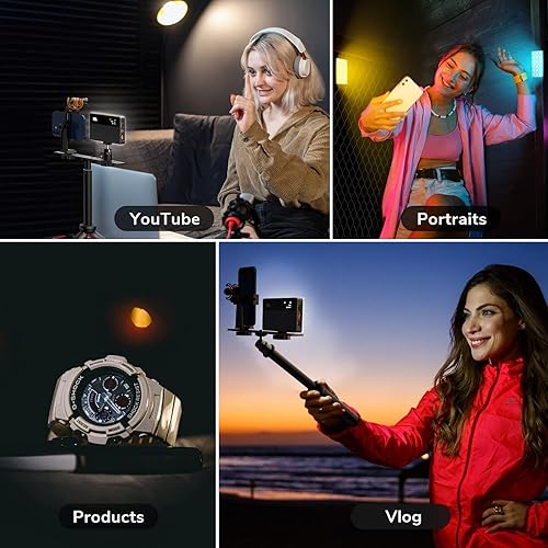 Miniatura 2 de Pixel Luz de video de bolsillo, batería recargable incorporada de 3000 mAh, trípode y parche magnético para grabación de video del teléfono,