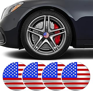 4PCS TRD Center Caps Stickers, American Flag Wheel Center Caps Rim caps, 3D Car Wheel Hub Cap Cover 56mm USA US America National Flag Metal Emblem Decals Car Decorations(Color Flag)