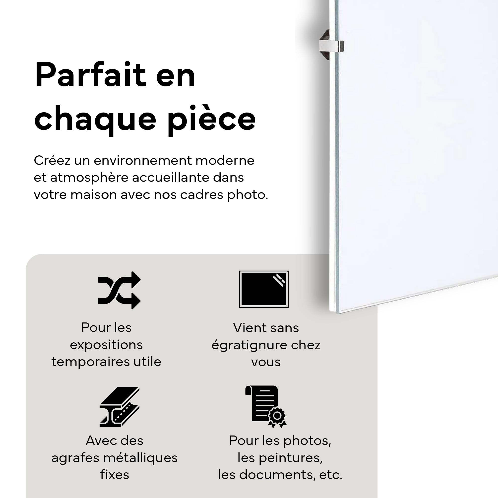 Cadre photo sans cadre 40x50 Pack de 2/Cadre photo en verre à suspendre au mur/Cadre photo
