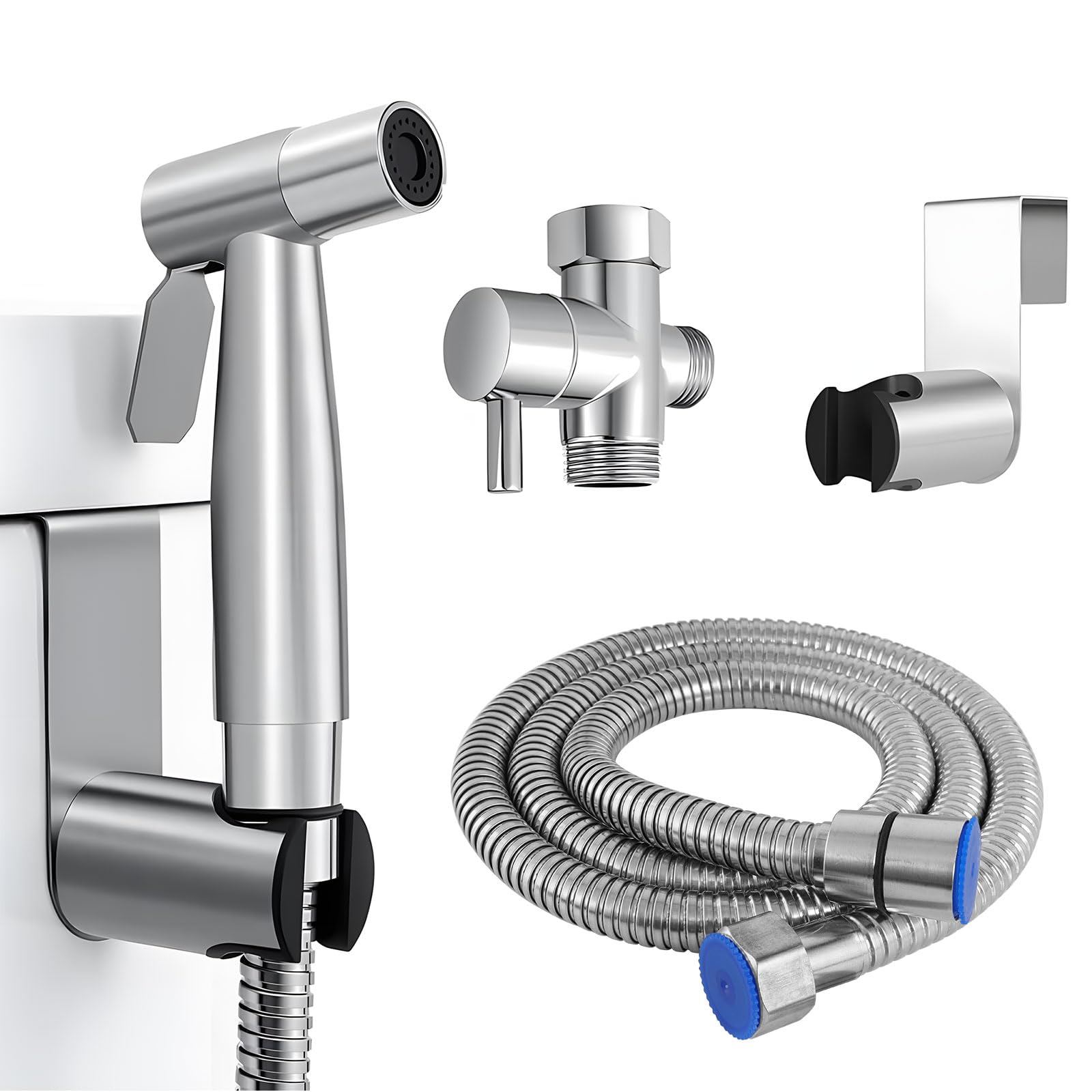 Handheld Toilet Bidet Sprayer Kit Stainless Steel Bathroom Bidet Sprayer Set Handheld Douche Shower Spray with 1 5m