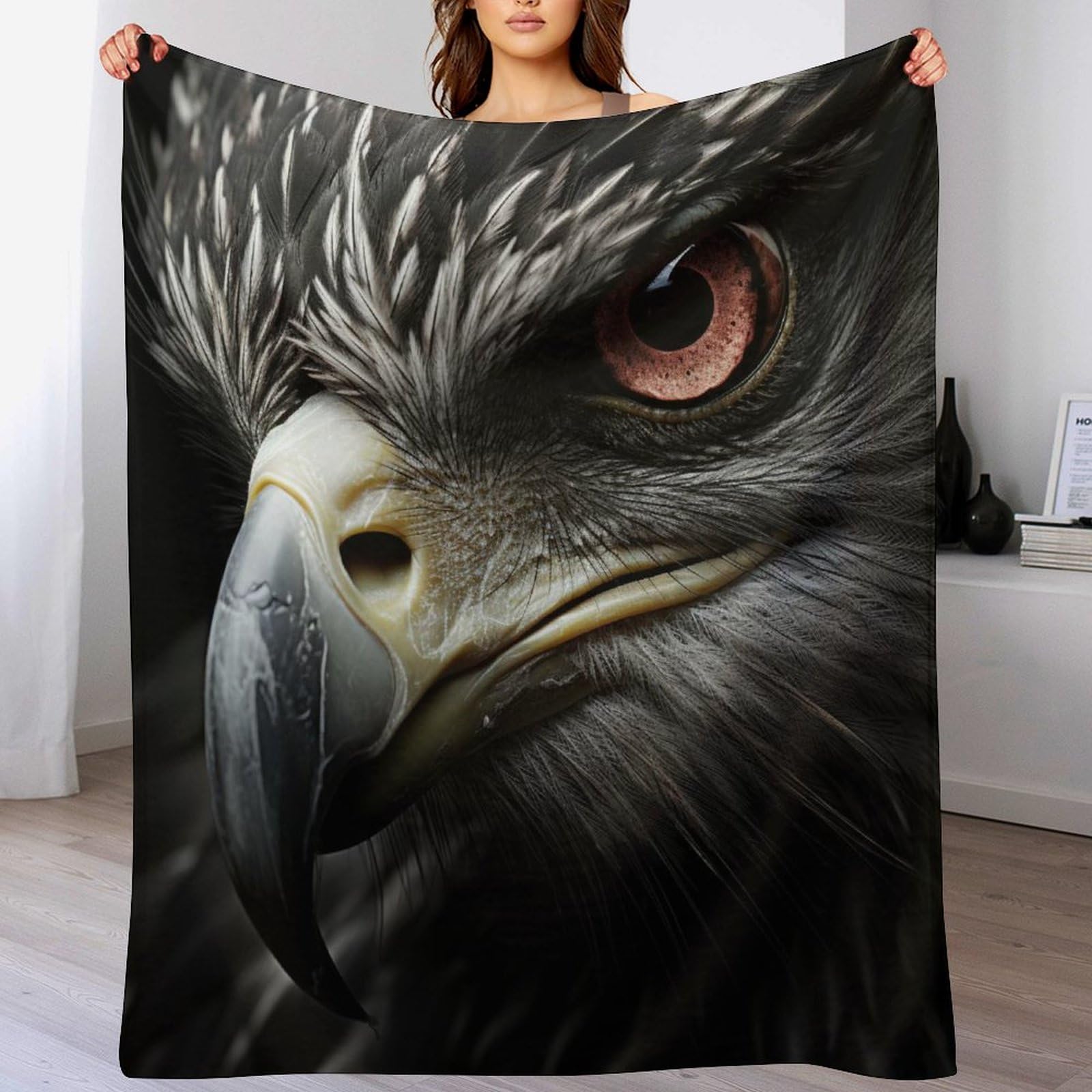 Couverture chaude et confortable lavable en machine avec motif aigle sauvage