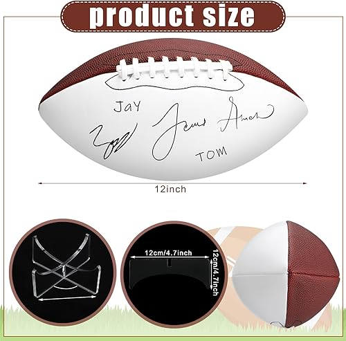 Miniatura 2 de Liliful 2 unidades de Autograph Football Baloncesto en blanco, tamaño oficial con 2 soportes, 2 bolígrafos distintivos, 1 bomba para trofeo de