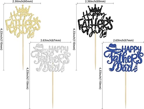 Miniatura 9 de 1 decoración de pastel de feliz cumpleaños para el día del padre, decoración de pastel con purpurina dorada para el Día del Padre, decoración de