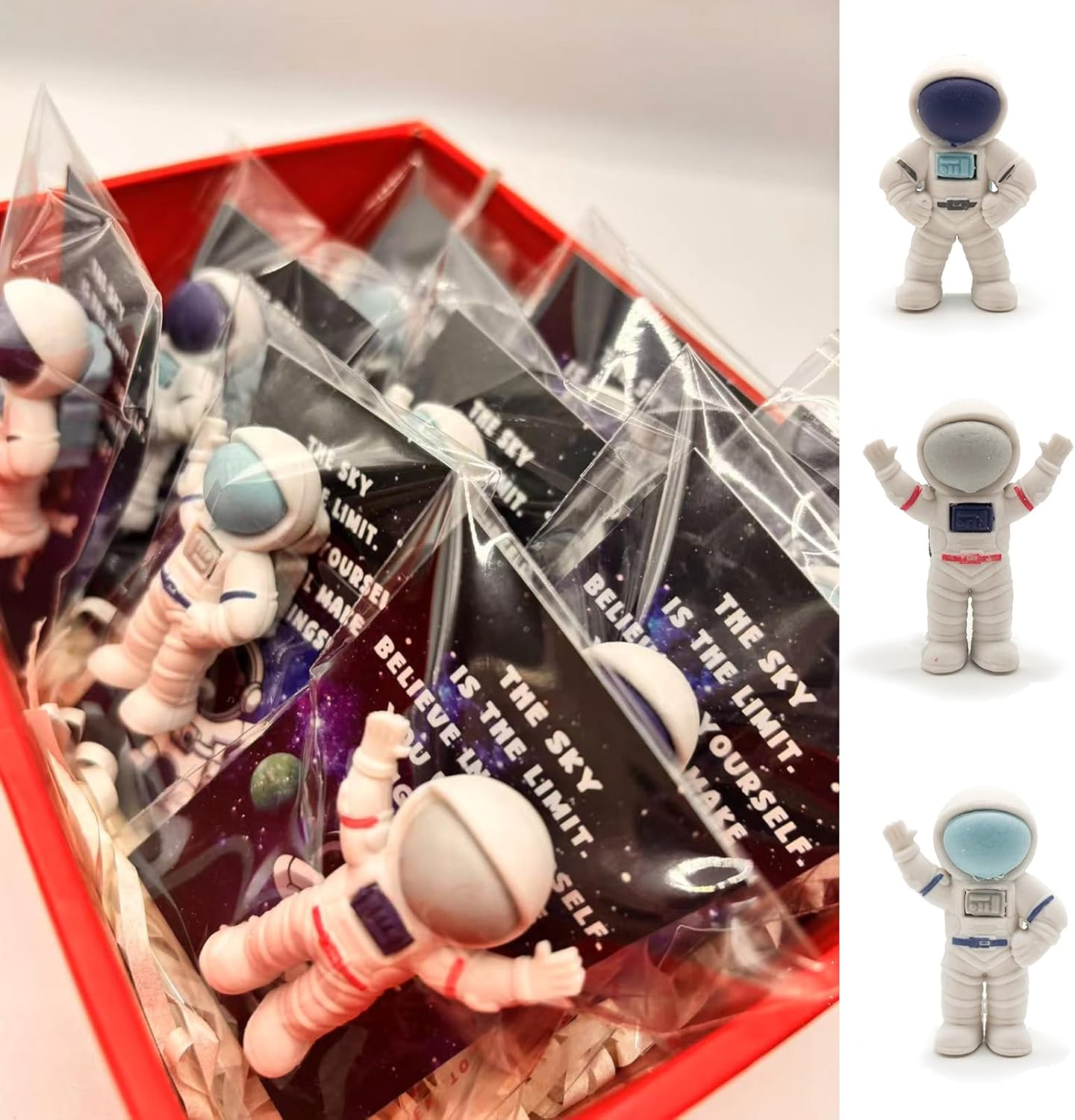 48 Sets Space Party Favors for Kids, Astronaut Erasers with Gift Tags, Outer Space Birthday Party Favors, Classroom Prizes for Students