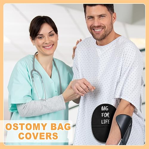 Vista 7 de 8 fundas para bolsa de ostomía, color negro, elásticas, para bolsas de colostomía, impermeables, para control de olores, ligera, para bolsa
