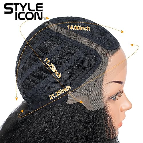 Miniatura 6 de Style Icon Pelucas afro de 14 pulgadas, pelucas cortas y rizadas para mujeres negras, pelucas sintéticas con encaje frontal y parte lateral (14