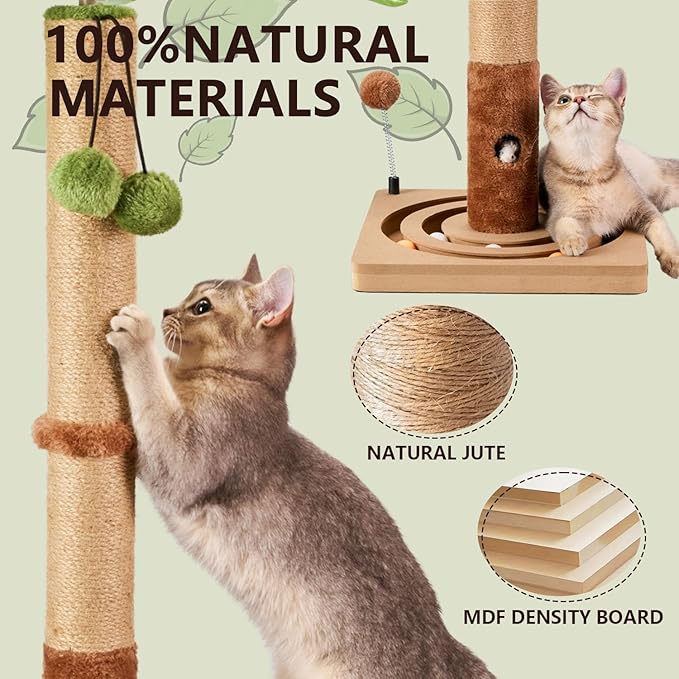 Rascador para gatos MECOOL con poste y juguetes miniatura 2