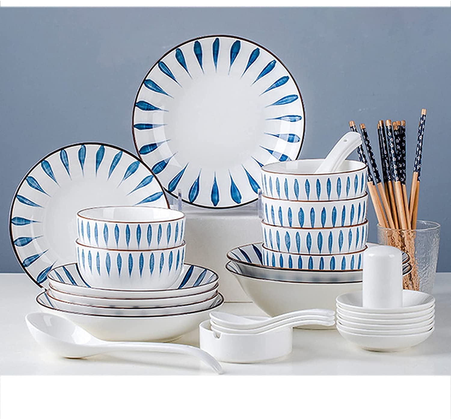 Ensembles de vaisselle en porcelaine, assiettes et bols, service de table moderne en céramique, service pour 8 à 12 personnes, style japonais, ensembles d'assiettes et de bols, ensembles de vaisselle