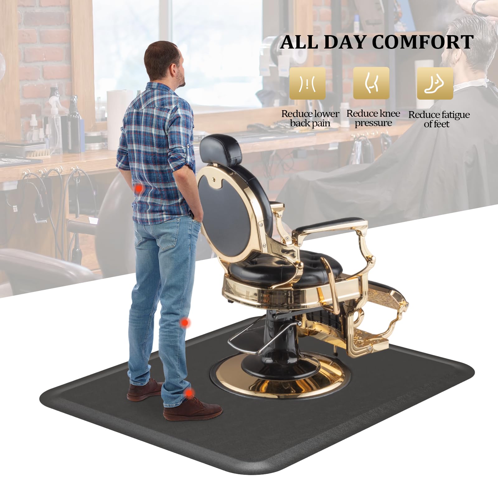 mefeir 4’x 5’x 1/2'' Thick Salon Mat for Hair Stylist, Barber Floor Mats with Round Base, Salon Chair Mat Comfort Standing, Barbershop Beauty Spa Equipment — Amazon image 7