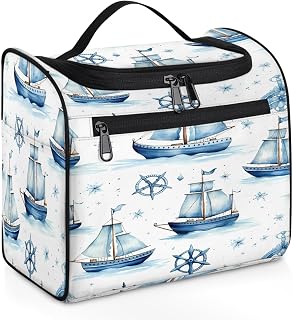 Hanging Travel Toiletry Bag for Women Men, Waterproof Cosmetic Organizer Toiletries Bag for Travel Accessories, Sea Nautical