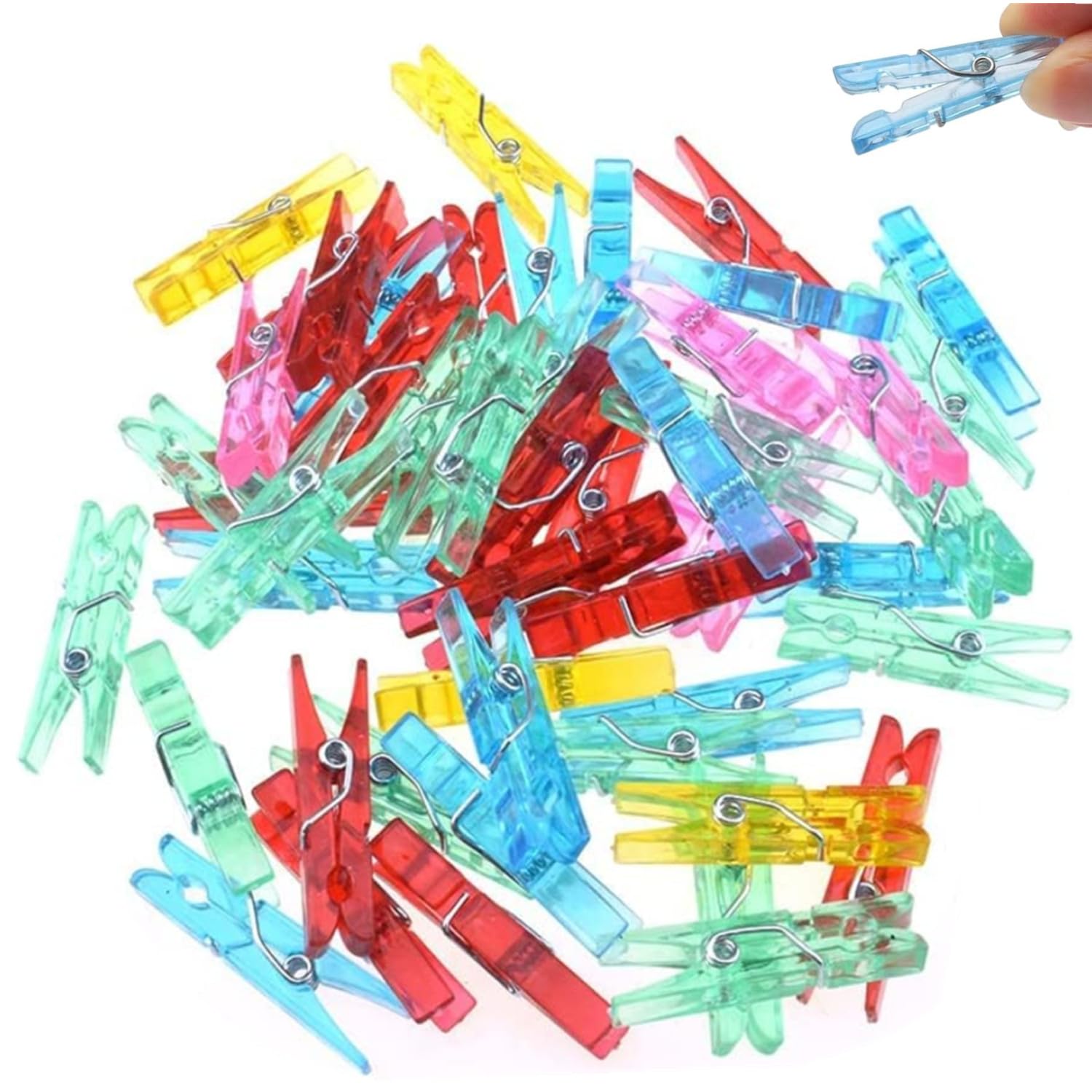Jjiaolinin Multicolor Mini Clear Pegs,100 Pcs Photo Clips Pegs Tiny Little Photo Clips For Hanging Photos Card Paper Arts Crafts Picture Scrapbooking Weddings Parties Decoration（Colored）