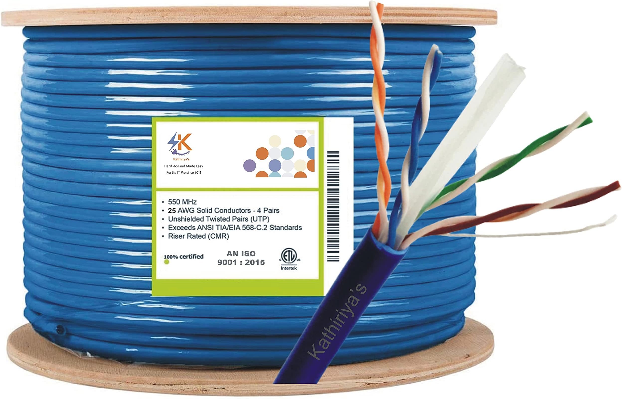 Kathiriyas Modem, Printer, Router LAN Zone CAT 6 Executive 305 m, Networking and Ethernet Cable Roll- Blue