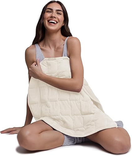 Miniatura 12 de nodpod Body - Manta compacta con peso patentada de 6.5 libras, perfecta para relajación, dormir y viajar, relleno de cuentas de vidrio, lavable a