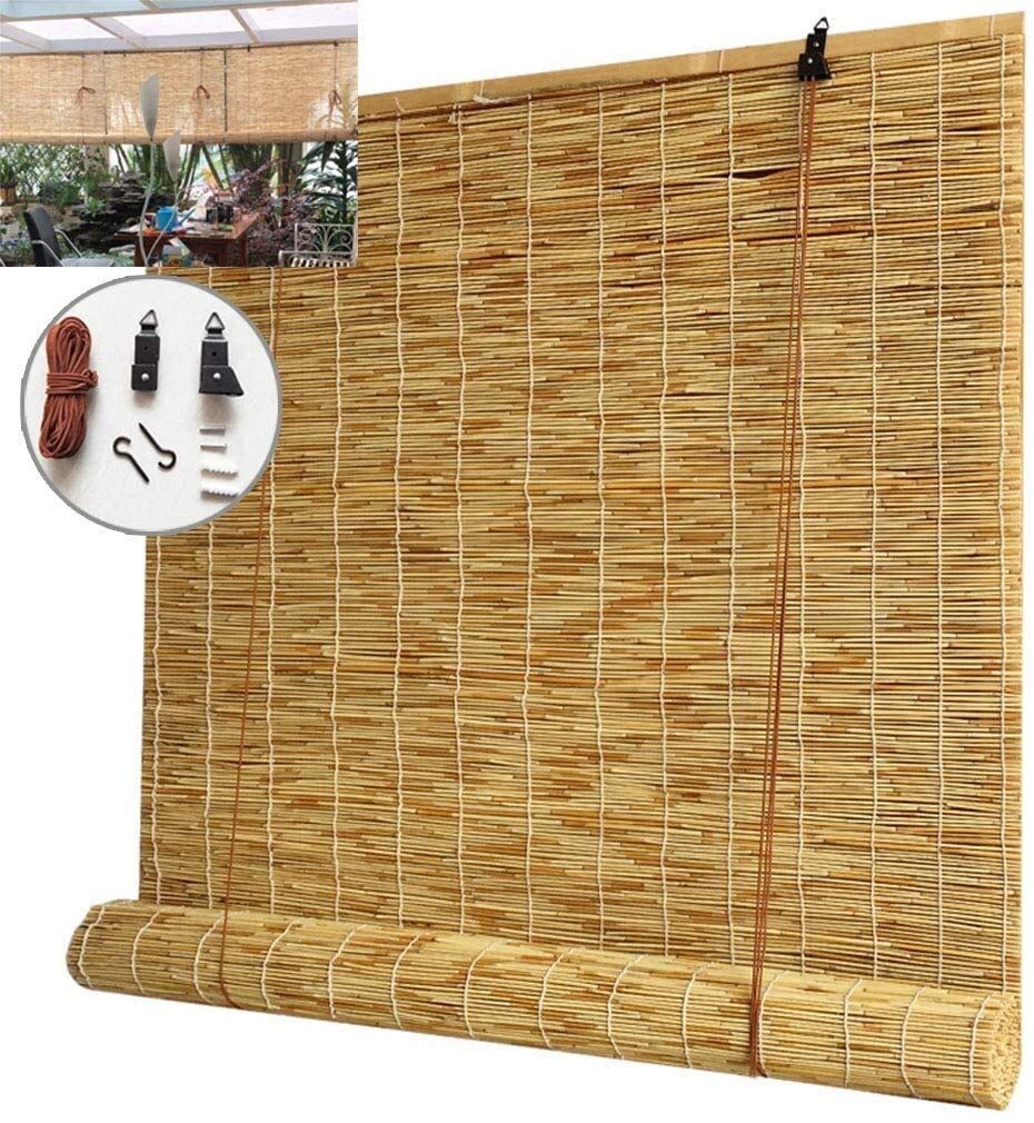 Store enrouleur bambou naturel résistant aux UV et poussière pour jardin