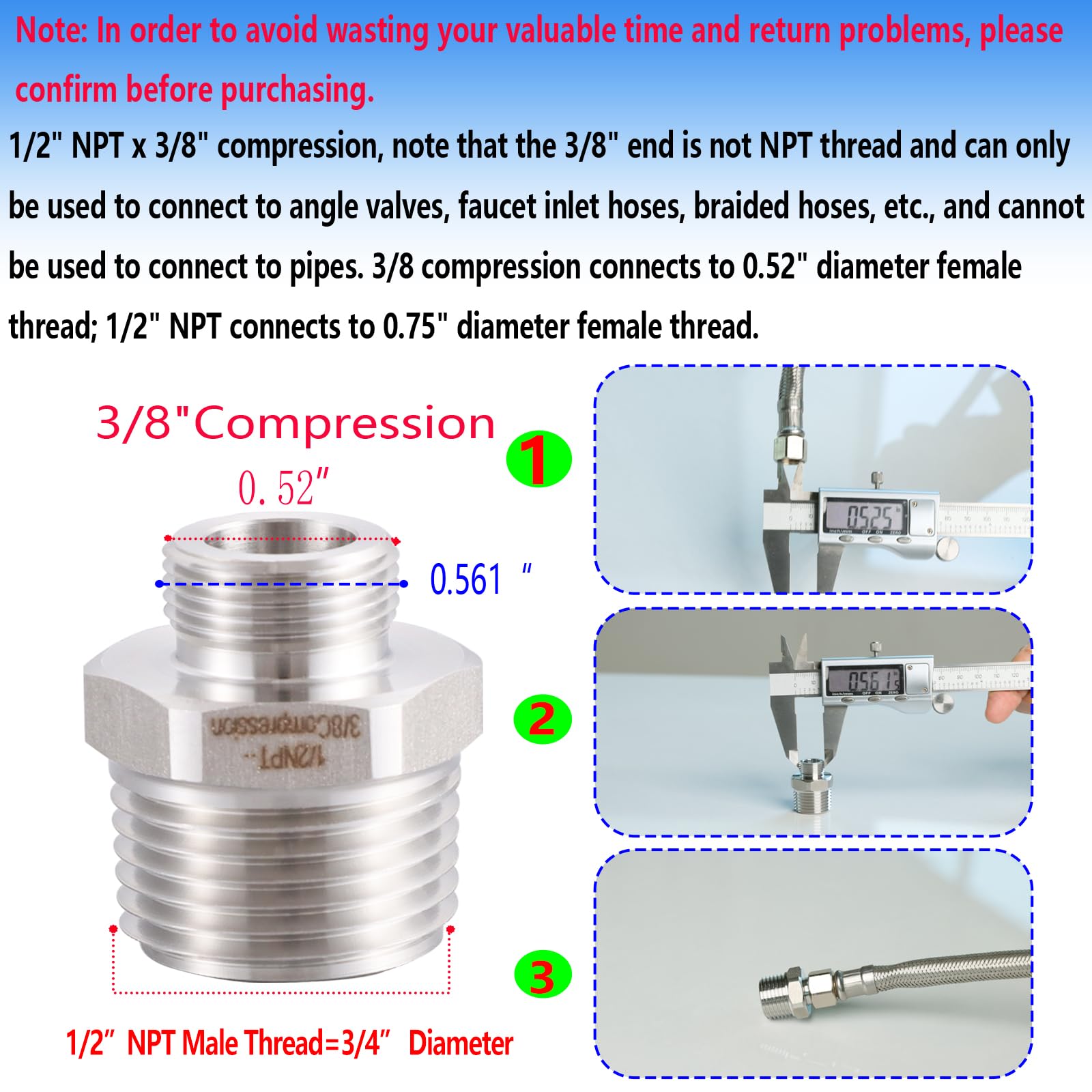 RV Faucet Adapter - 304 Stainless Steel -3 RV Faucet Adapter - 304 Stainless Steel -3