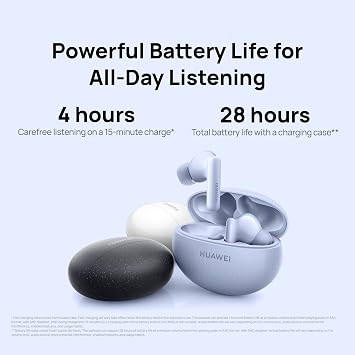 Huawei FreeBuds 5i kablosuz kulaklık – uzun pil ömrü ile gürültü azaltma – Bluetooth ve su geçirmez kulak içi kulaklık, Hi-Res ses sertifikalı, Nebula Black