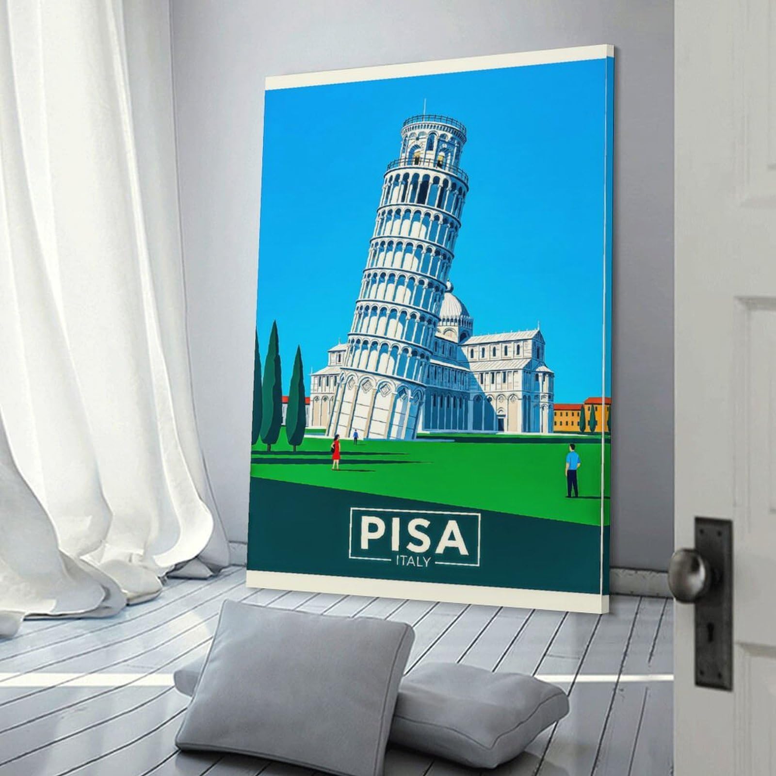 Leaning Tower of Pisa Travel (2) Home Decor Wall Art, 20x30inch(50x75cm), for Calm Bedrooms, Home Corners Or Flats, Canvas Wall Decor for Personal Spaces