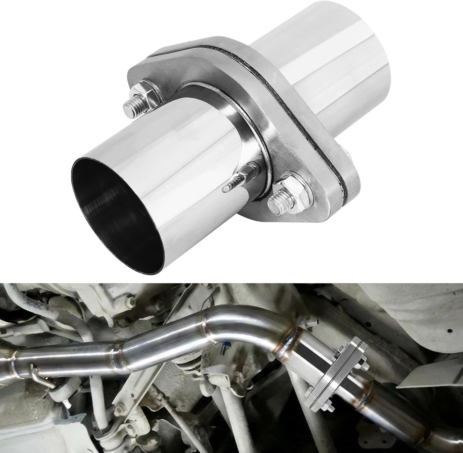 Exhaust Flange Bolts Quick Fix Repair Pipe Kit 3“ ID to 3” OD T304 Stainless Steel Universal Flange Replacement Kit with Gasket and Bolt