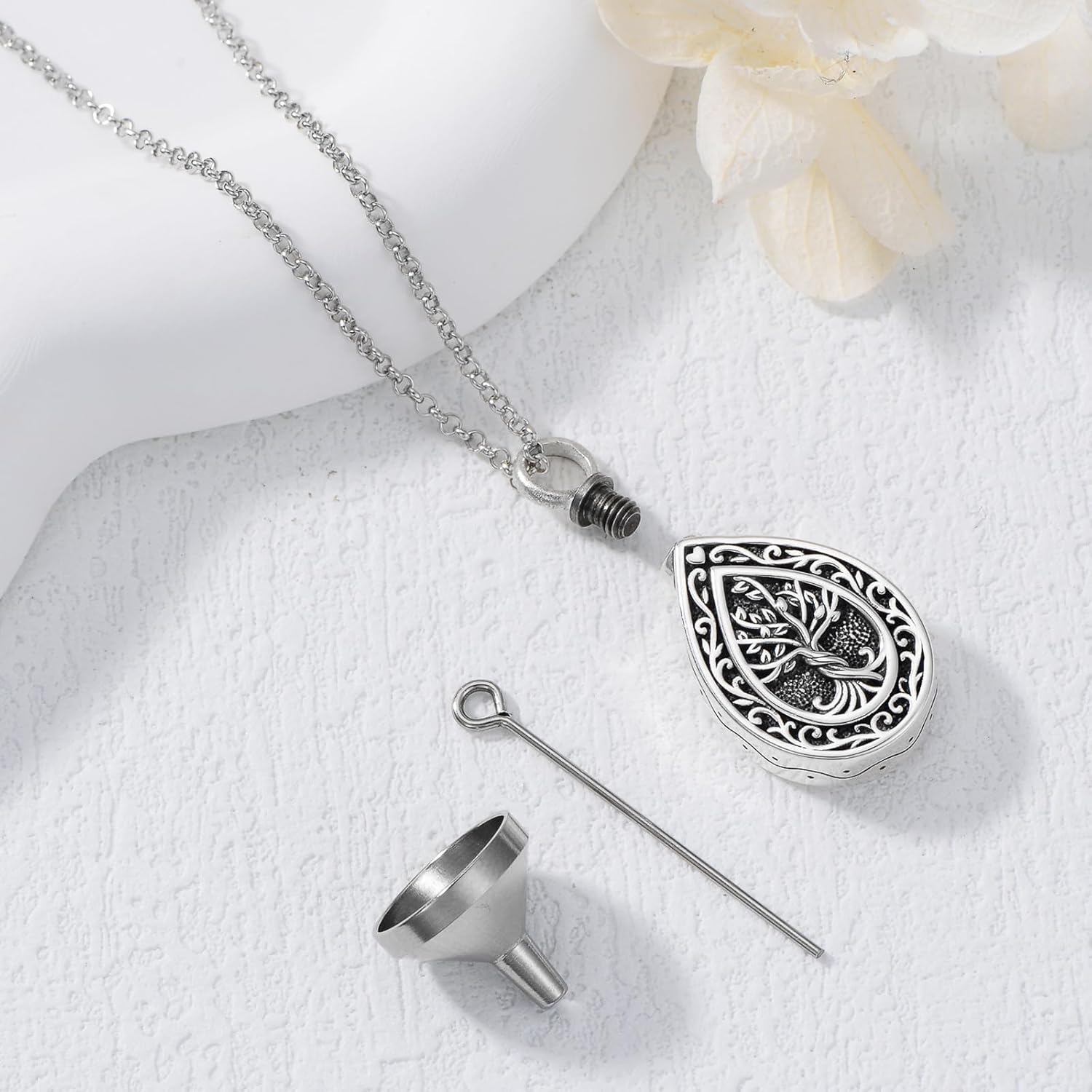 Urn Necklace for Ashes 925 Sterling Silver Cremation Necklace for Ashes Urn Pendant Memories Keepsake Cremation Jewelry for Women Men - Image 3