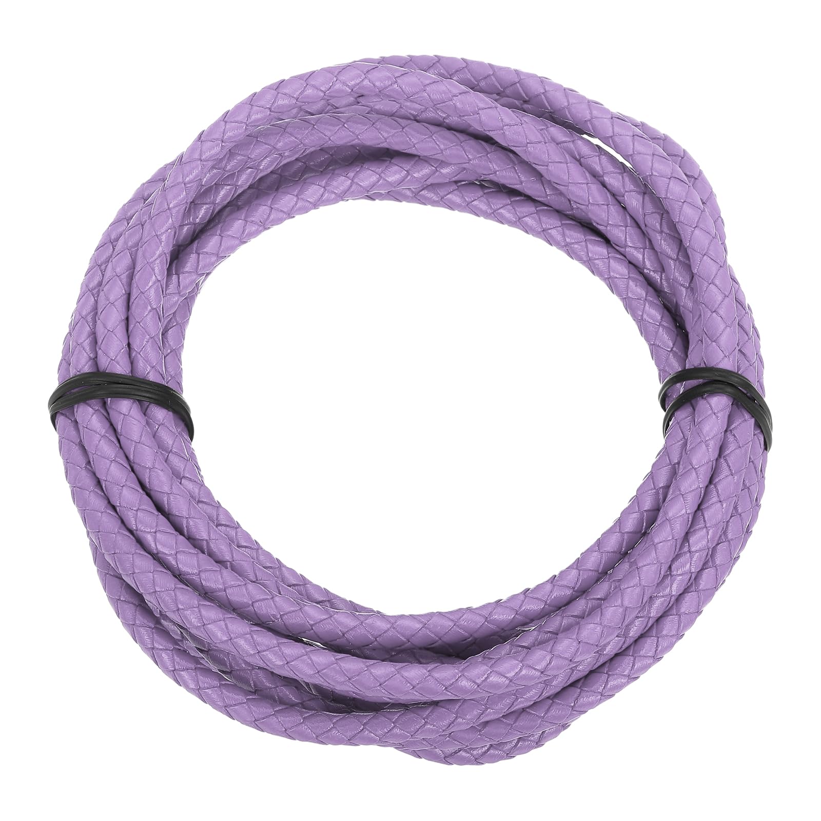sourcing map 3.3 Yards Bolo Tie Cord 6mm Diameter Round Braided Leather Strip 3 Meters Long for Bracelet Necklace Beading, Light Purple