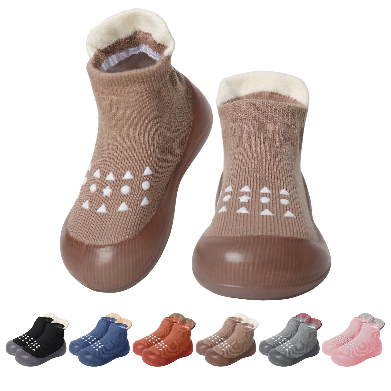 EDOTON Skarpety dla niemowląt, buty do pierwszego chodzenia, antypoślizgowa gumowa podeszwa, trampki, buty outdoorowe dla małych dzieci, chłopców, dziewcząt