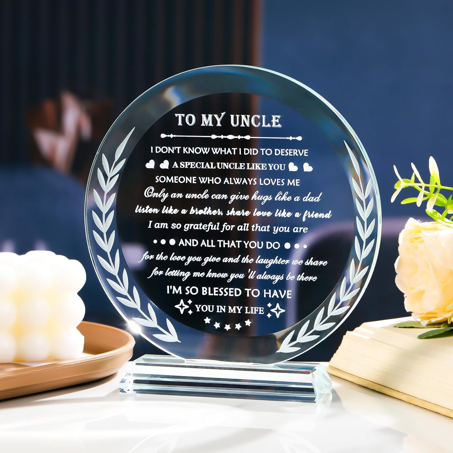 Gifts for Uncle from Niece Nephew, Fathers Day Birthday Gifts for Uncle Who Has Everything, To My Uncle Crystal Keepsake Present Best Uncle Ever Gifts on Christmas Thanksgiving Day - Image 2