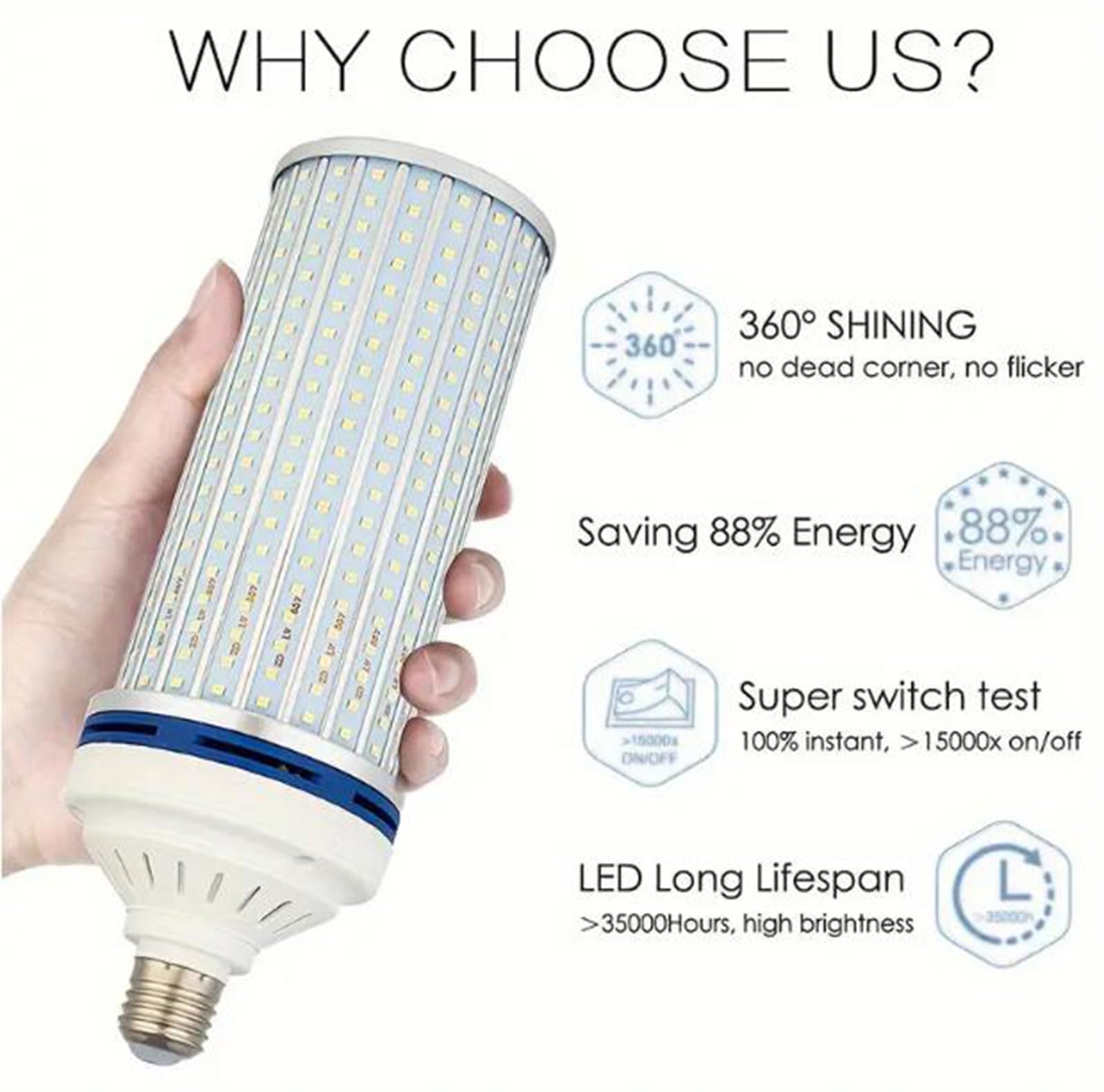 Bombilla LED E27 80w Equivalente 1000w Iluminación Bombillas Sin Parpadeo Ahorro Energía Para Iluminación Exterior Zonas Calles Almacenes Estacionamientos(E27 80W cool white 6500K,4pcs)