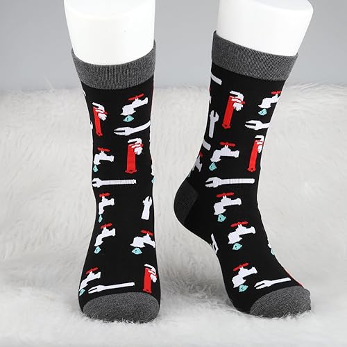 Miniatura 4 de MBMSO Calcetines de fontanería, 2 pares de calcetines de fontanero, divertido regalo de fontanero para hombres, regalo de plomero maestro para