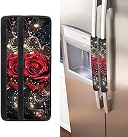 Vista 25 de Juego de 2 fundas para manija de puerta de refrigerador con estampado de copos de nieve de aguacate, protector de manija de puerta de cocina lavable