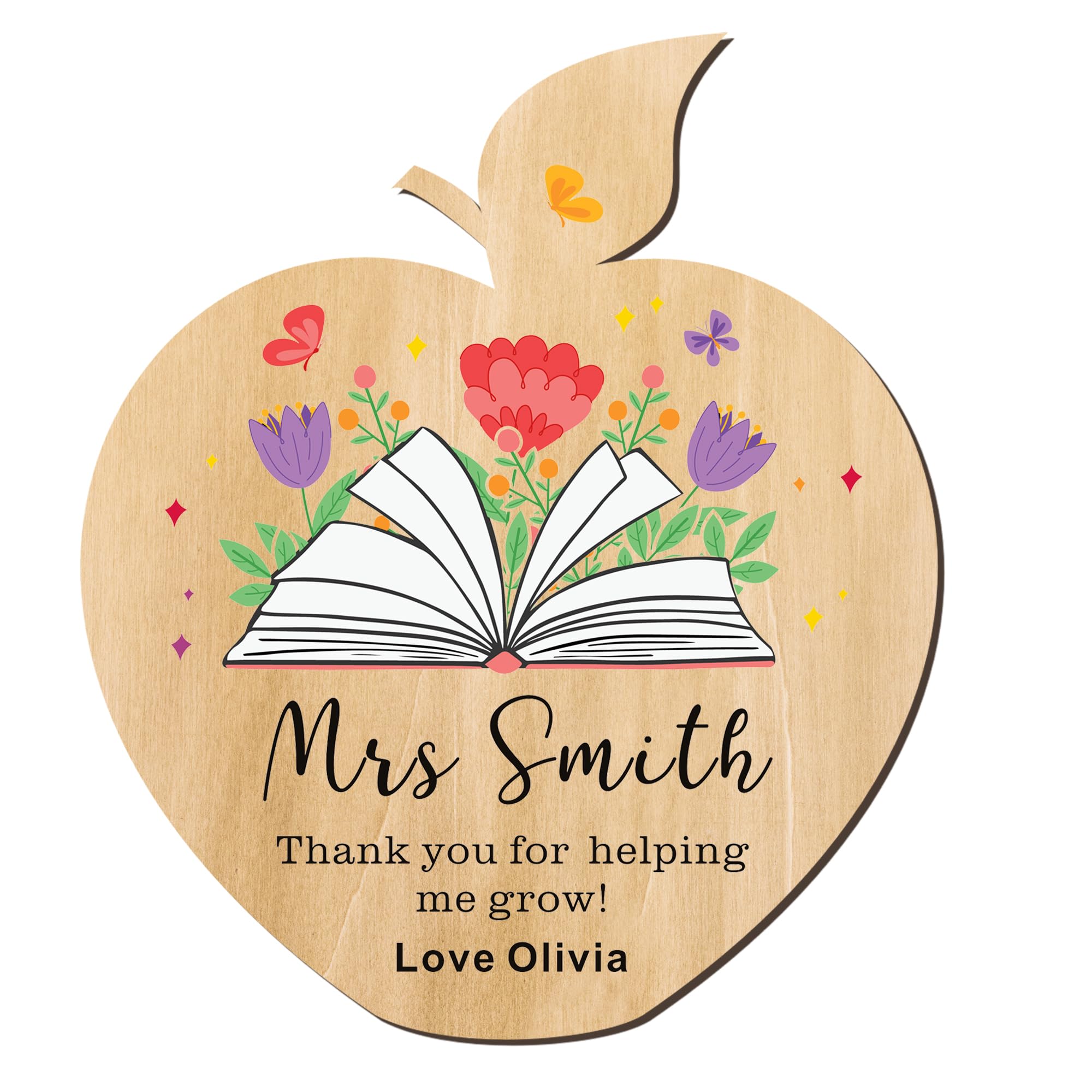 EDSG Rustic Personalized Apple Wooden Fridge Magnet, 10cm x 4mm, 1 Count, DECORATIVE_MAGNET, Magnet