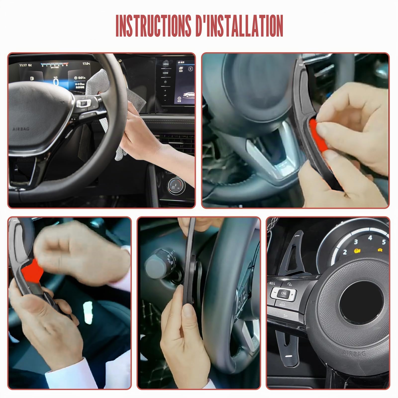 JOJOCY Extension de levier de vitesse au volant pour VW Golf 8 MK8 2019-2024, en alliage d'aluminium pour VW Golf 8 MK8 Tiguan CC Touran L Teramont Phaeton Lamando (noir)