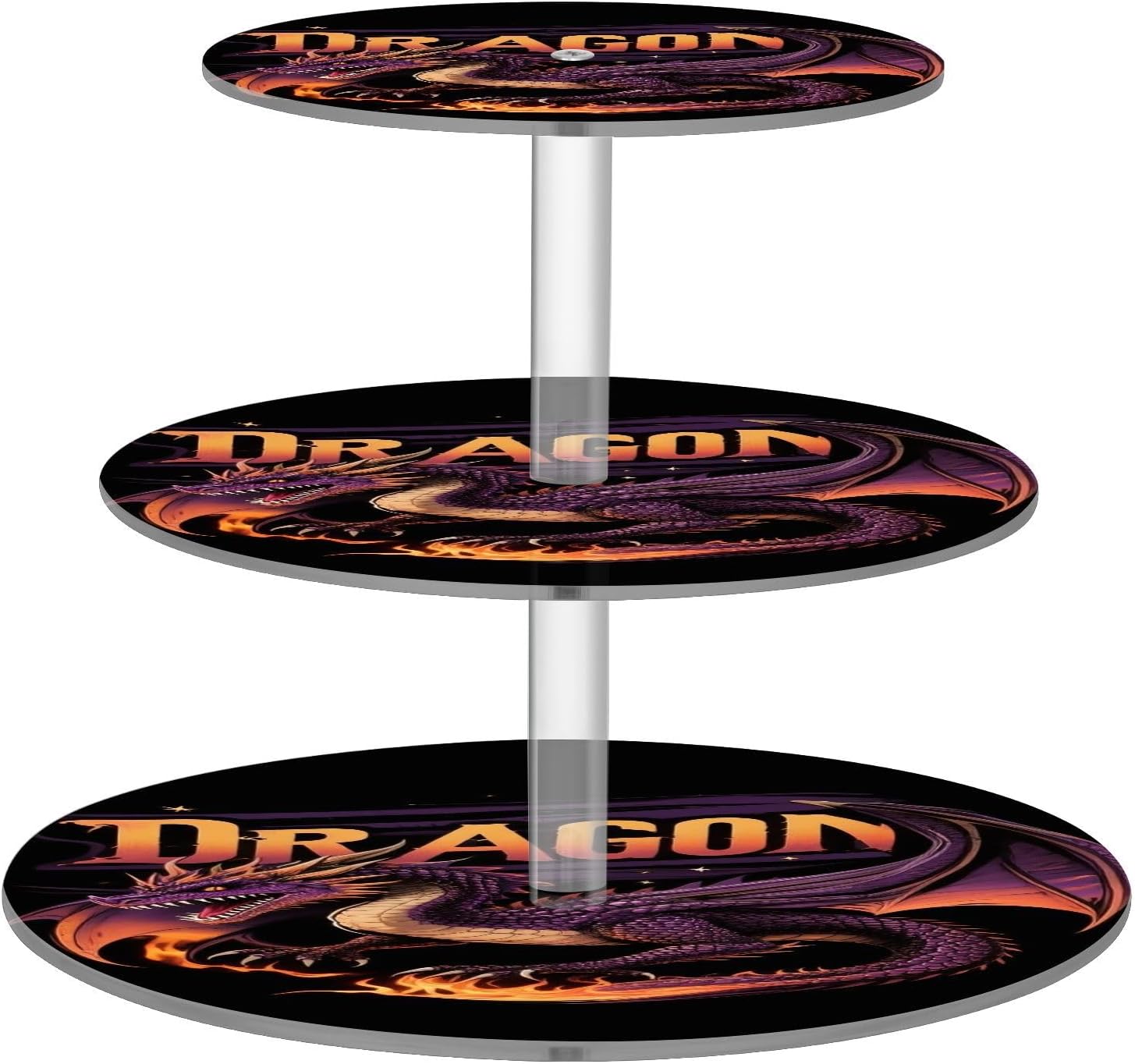 Dragon Flame 3 Tier Acrylic Cupcake Stand, Cupcake Stand for 34 Cupcakes for Weddings, Christmas,Holidays,Parties,Birthday,Printed Cupcake Tower 23300714