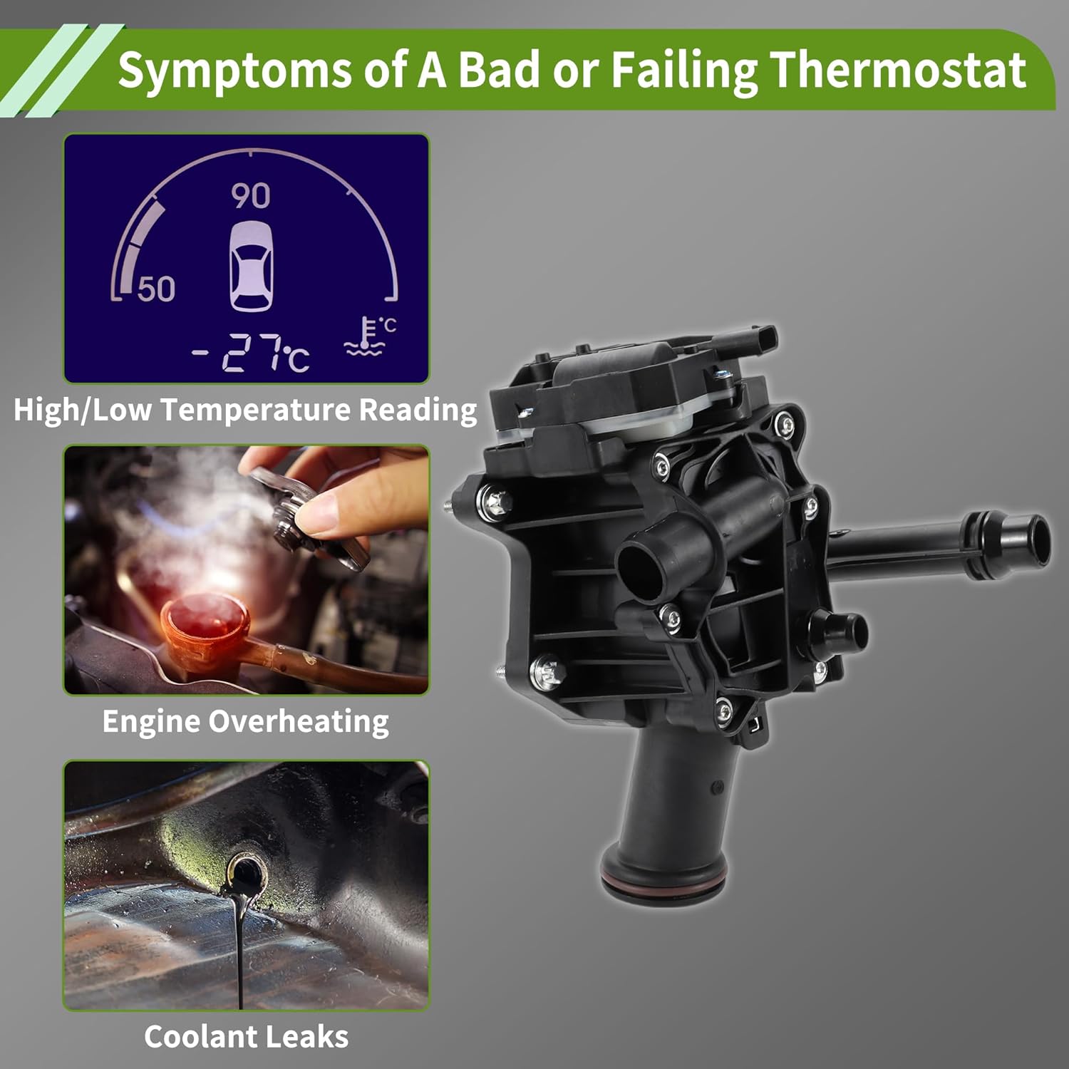 Upgrade Engine Coolant Thermostat Housing Assembly for BMW 340i 440i 530i 540i 640i 740i M240i X3 X4 2016-2022 3.0L L6 Replace No.11537642854