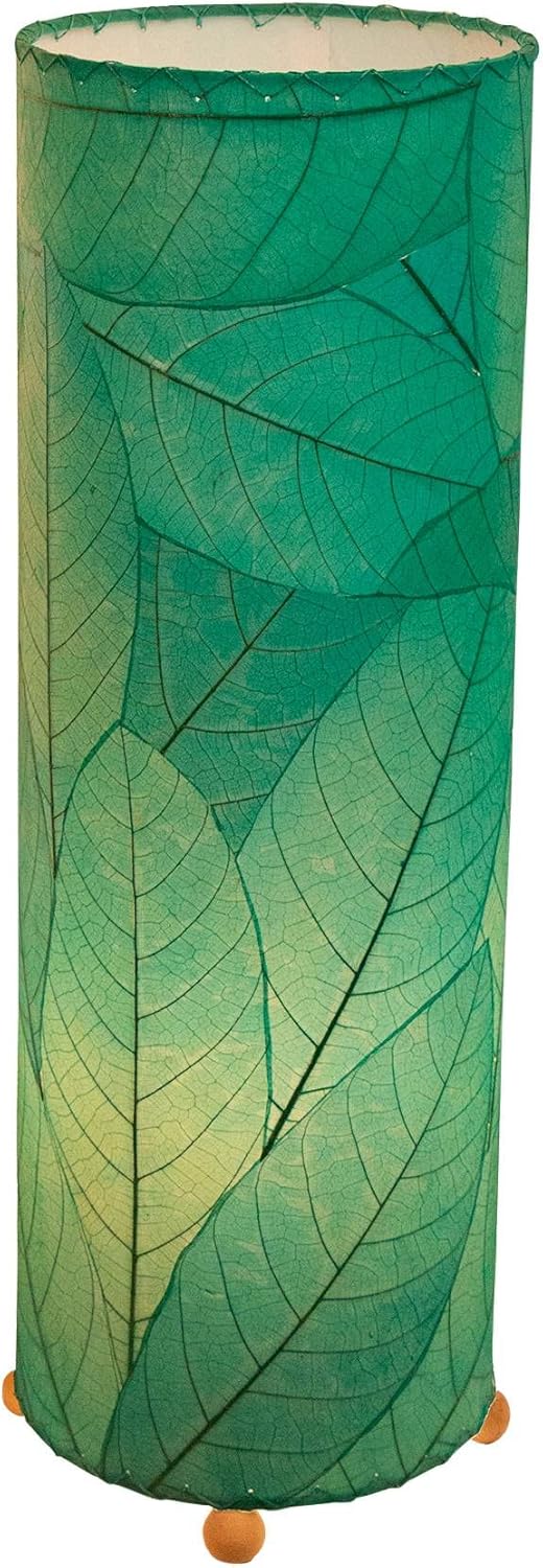 Eangee Home Design 24 Inch Cocoa Leaf Cylinder Table Lamp Red Shade Made of Real Cocoa Leaves 8 Inches x 8 Inches x 24 Inches Height (307 t sb)